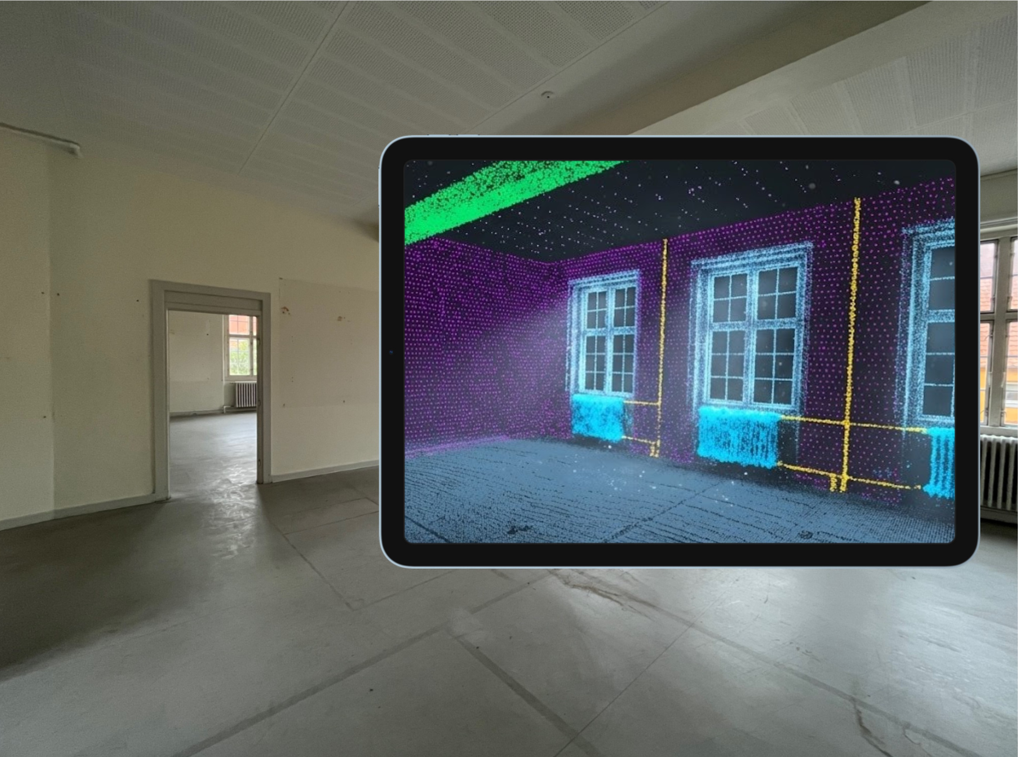 ReUseX platform visualization showing sustainable future with blue-purple gradient